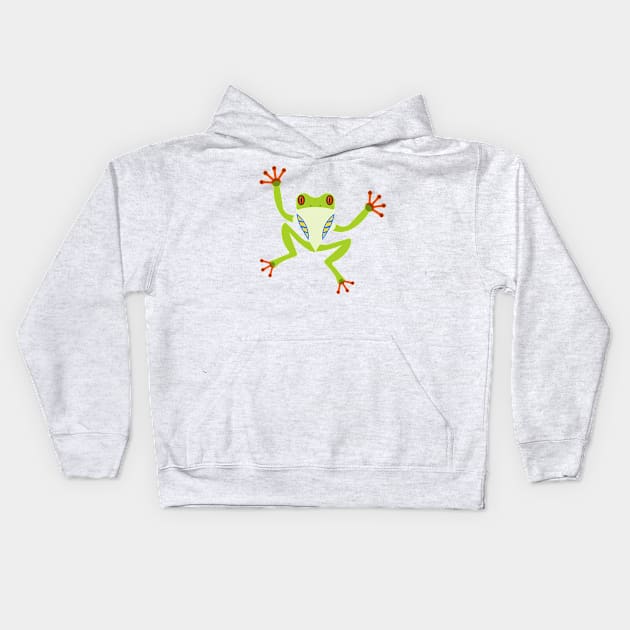 Red-eyed tree frog Kids Hoodie by Geramora Design